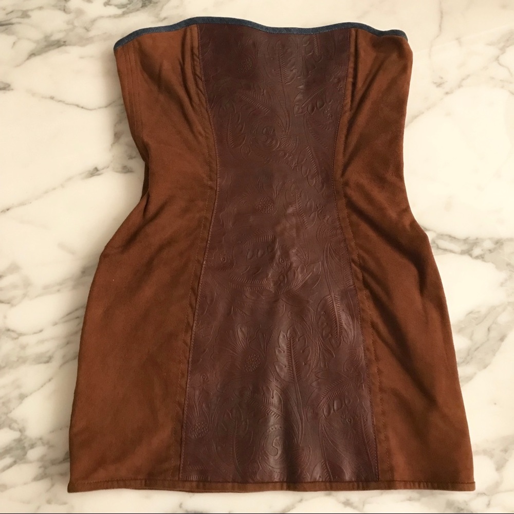 New Dolce & Gabanna strapless leather suede dress